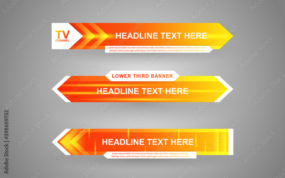Wall mural set collection vector of broadcast news lower thirds template layout design banner for bar headline 