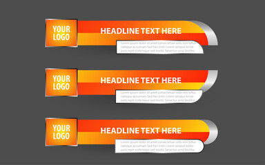Set collection vector of Broadcast News Lower Thirds Template layout design banner for bar Headline news title, sport game in Television, Video and Media Channel