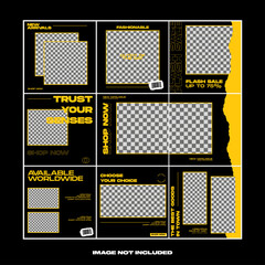 yellow torn paper fashion street wear social media puzzle template