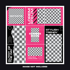 black pink torn paper fashion street wear social media puzzle template