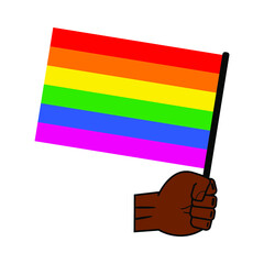LGBT flag in man's hand, sign for design, vector illustration