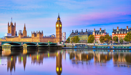 Big Ben clock in London at sunrise. England