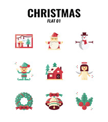 Christmas flat Icon set 1. Christmas ornamental and decorative element. vector