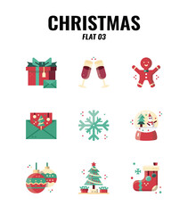 Christmas flat Icon set 3. Christmas ornamental and decorative element. vector