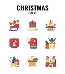Christmas flat Icon set 4. Christmas ornamental and decorative element. vector