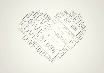 抽象的なハートの形の白いバレンタインカード