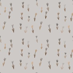 Pattern of flowers hand-drawing on a gray background.