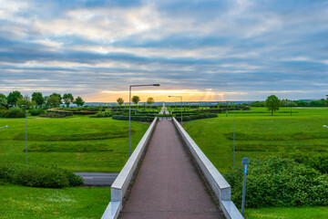 Entrance to Campbell park seen at sunrise. Milton Keynes
