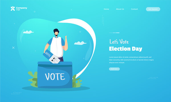 A man invited to vote on election day illustration for greeting concept