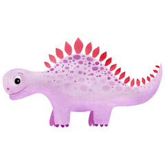 Watercolor drawing of a dinosaur Isolated on white background.
