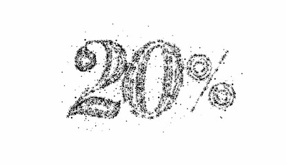 20% OFF Particle Sale Discount Banner. Discount offer price tag. Vector Modern Sticker Illustration.