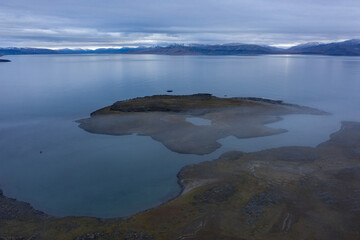 Spitsbergen fjord from above. Svalbard, Norway