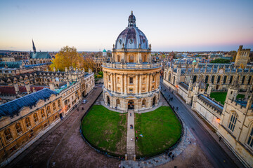 Aerial view of Cambridge library. United Kingdom