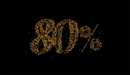 80% OFF Particle Sale Discount Banner. Discount offer price tag. Vector Modern Sticker Illustration.