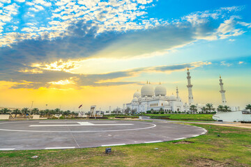 Abu Dhabi mosque on sunny day. UAE