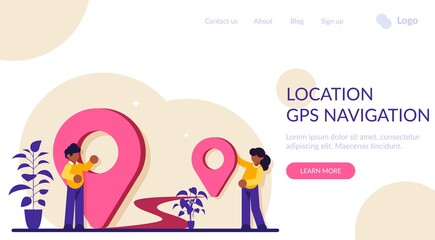 Location, GPS navigation modern concept illustration. Transportation delivery, map location, transport logistic, tourism navigate, route path. GPS point navigation, travel way, find trip, geo.