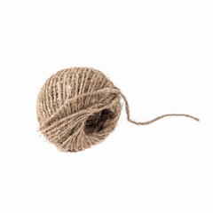 A ball of natural jute twine, isolated on a white background