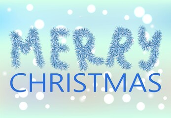 Sign Merry Christmas handwritten lettering, bright gold tinsel, simple vector illustration