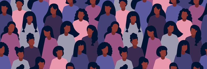 Black lives matter horizontal banner pattern long racism. women's rights, women's day. Stop racism.