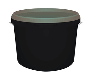Black paint bucket. vector illustration