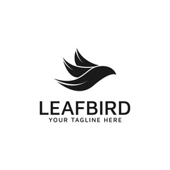 leaf bird logo design, simple and clean, natural symbol icon vector illustration