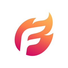 Letter F Fire logo design