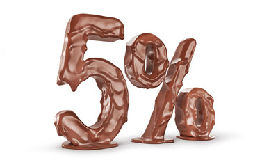 Different numbers from chocolate on a white background. 3d illustration