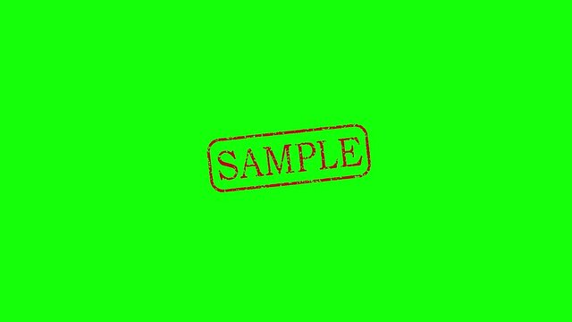Movie of pressing the rubber stamp for business ( Sample ).. Green background for transparent background use.