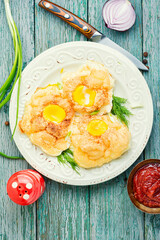 Fried eggs in a plate