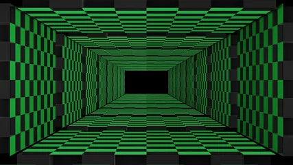 Fotobehang Minecraft Abstract neon light corridor, concept  matrix box design., 3D Rendering  © luxifer
