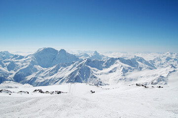 Winter mountain landscape, mountains covered with snow  in South Russia, the Caucasus mountain range