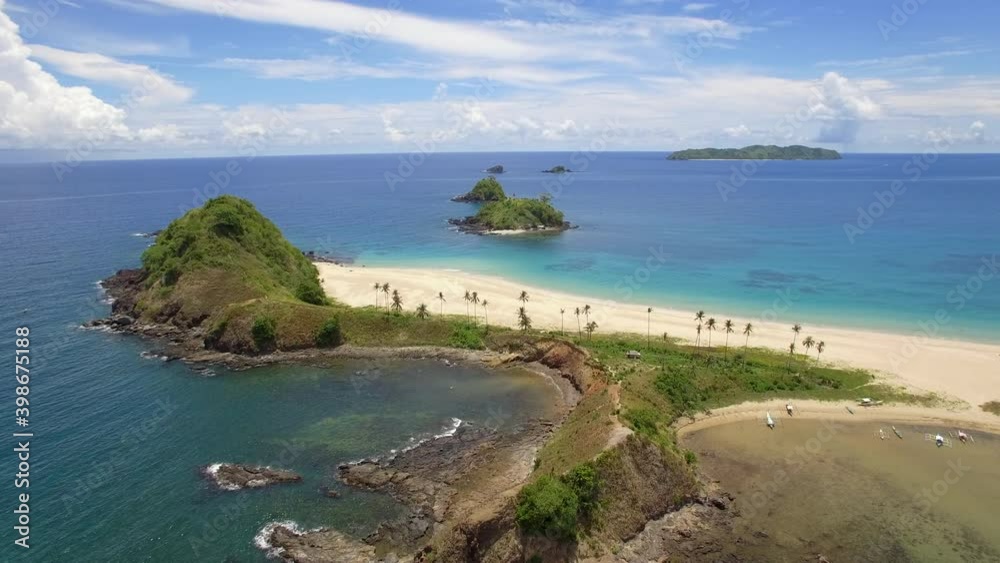 Wall mural Aerial view of beautiful scenery at Nacpan Beach in El Nido, Palawan Island, Philippines.