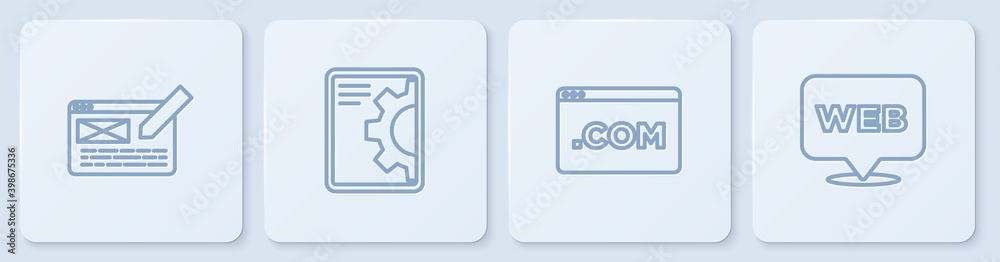 Wall mural set line ui or ux design, , web development and and graphic. white square button. vector.
