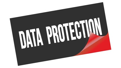 DATA  PROTECTION text on black red sticker stamp.