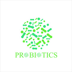 Probiotics vector background, lacto bacteria supplement, correct nutrition and digestion healthcare. Probiotcis micro lactobacillus acidophilus cells on white backdrop for prebiotic food package desig