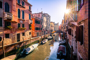 Fototapeta na wymiar Colorful architecture of Venice with morning light. Italy