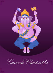 Happy ganesh chaturthi with elephant illustration Premium vector