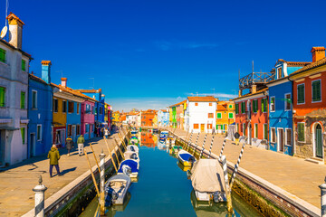 Fototapeta na wymiar Colourful architecture of Burano island in Italy