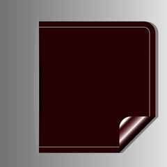 Square brown bookmark with shadow. Volumetric illustration.