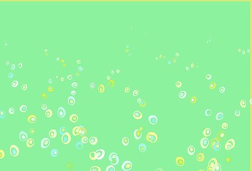 Light Green, Yellow vector background with bubbles.