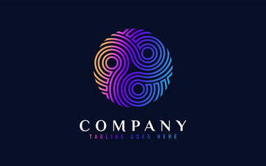 Colorful Circle Logo Design with Abstract Lines Shapes Inside. Usable For Business, Community, Industrial, Foundation, Services Company. Flat Vector Logo Design Illustration.