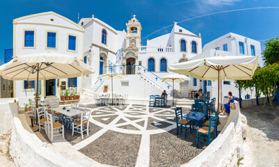 Fototapeta na wymiar Porta Square of Nikia Village view in Nisyros Island. Nisyros Island popular tourist destination in Aegean Sea.