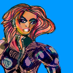 Amazon warrior,srong woman, black costume