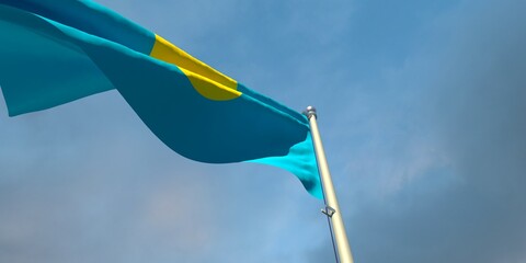 3d rendering of the national flag of the Palau