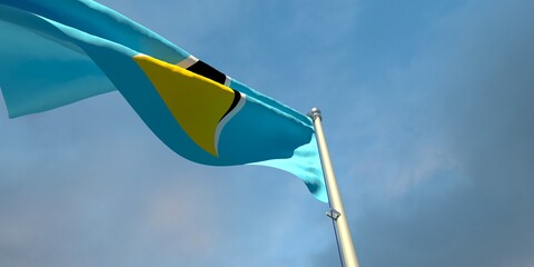 3d rendering of the national flag of the Saint Lucia