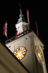 Salzburg, S, Austria - August 27, 2016: night view of the city h