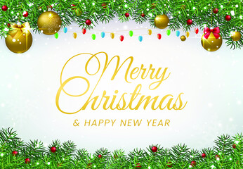 High Quality Merry Christmas and Happy New Year Background . Isolated Vector Elements
