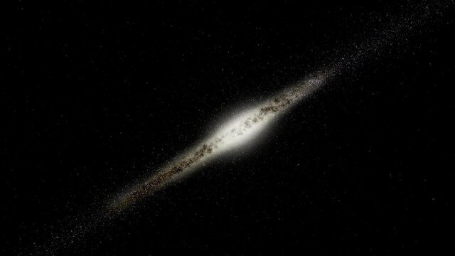 Exploration of galaxies through outer space towards a bright milky-way galaxy. 4K looping animation of flying through bright nebulae, clouds, and star fields. 