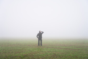 Man lost in the fog
