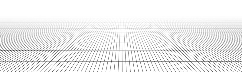 Abstract perspective white grid. Wireframe landscape. Vector illustration.